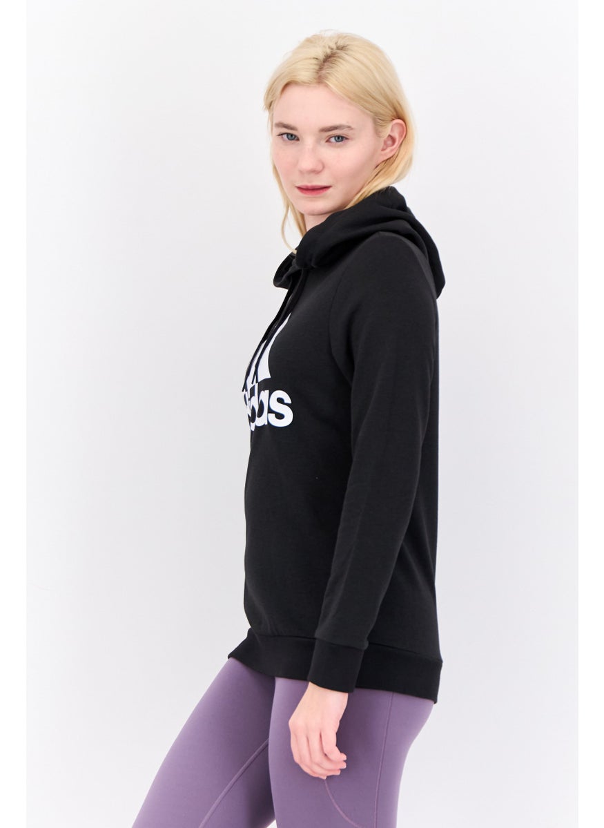 Adidas - Women Sportswear Fit Long Sleeve Outdoor Hooded Sweatshirt, Black - Image 1
