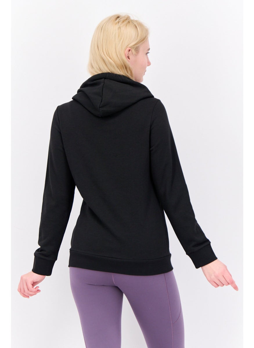 Adidas - Women Sportswear Fit Long Sleeve Outdoor Hooded Sweatshirt, Black - Image 1