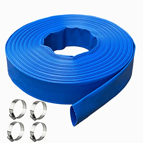 PEISONGFEI 1 IN x 100 FT Pool Backwash Hose, Heavy Duty Flat Discharge Hose, Weather and Burst Resistant, Best Pool Hoses for Inground Pools, Pool Filter Hose & Pool Drain Hose - Image 1