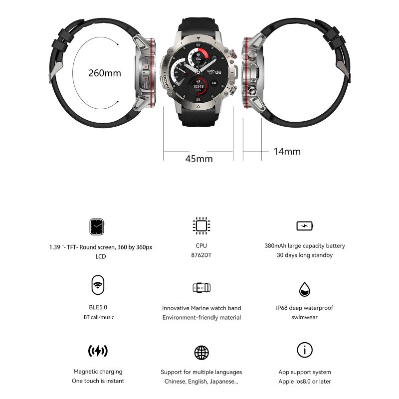 ELF3 Smart Bracelet Sports Watch 1.39-Inch TFTFullTouch Screen Fitness Tracker IP67 Waterproof  BT Call Blood Oxygen/Sleep/Heart Rate Monitor Multiple Sports Mode Notification/Call/Sedentary Reminder - Image 5