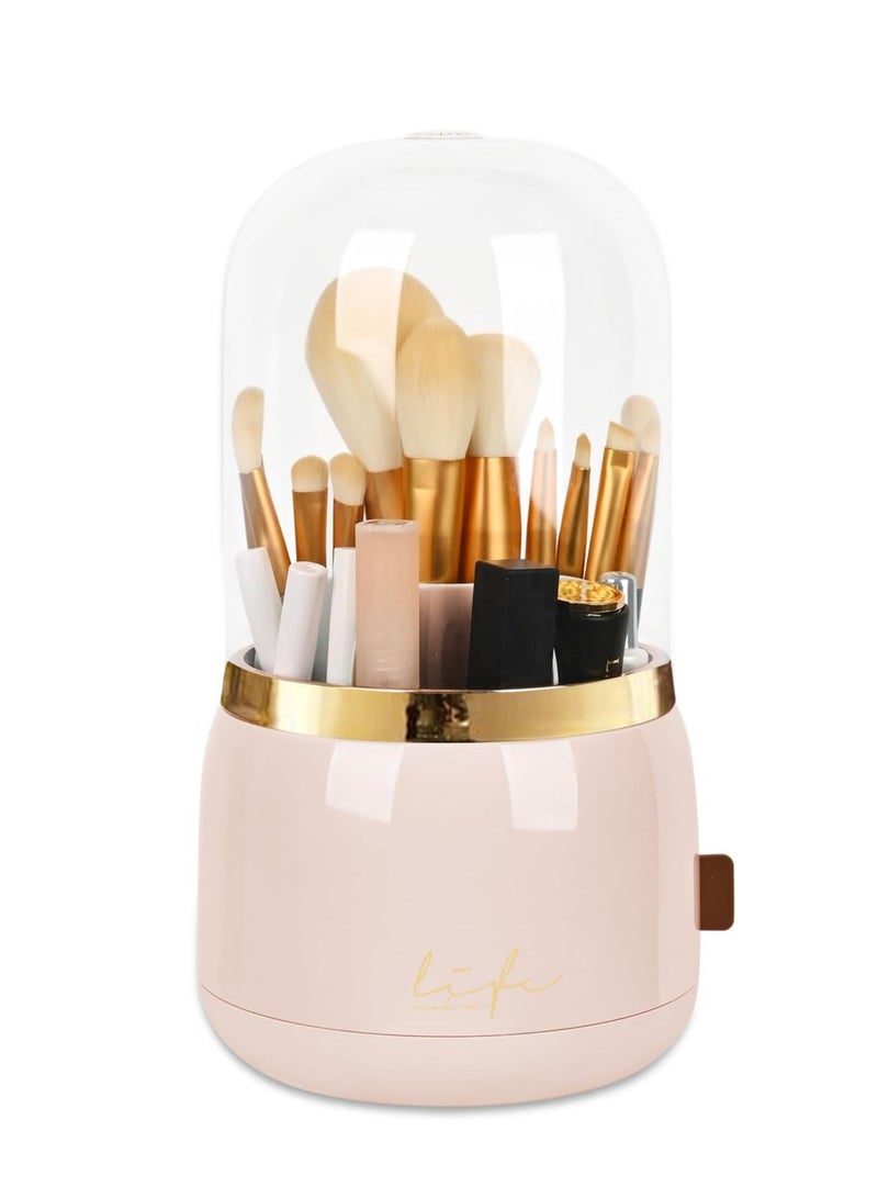 zenvo X 7-Compartment Rose Makeup Brush Organizer – Elegant & Space-Saving Cosmetic Holder  - Image 1