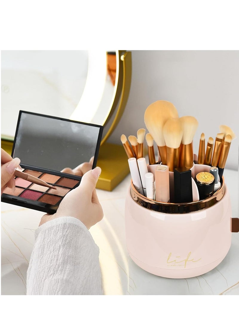 zenvo X 7-Compartment Rose Makeup Brush Organizer – Elegant & Space-Saving Cosmetic Holder  - Image 2