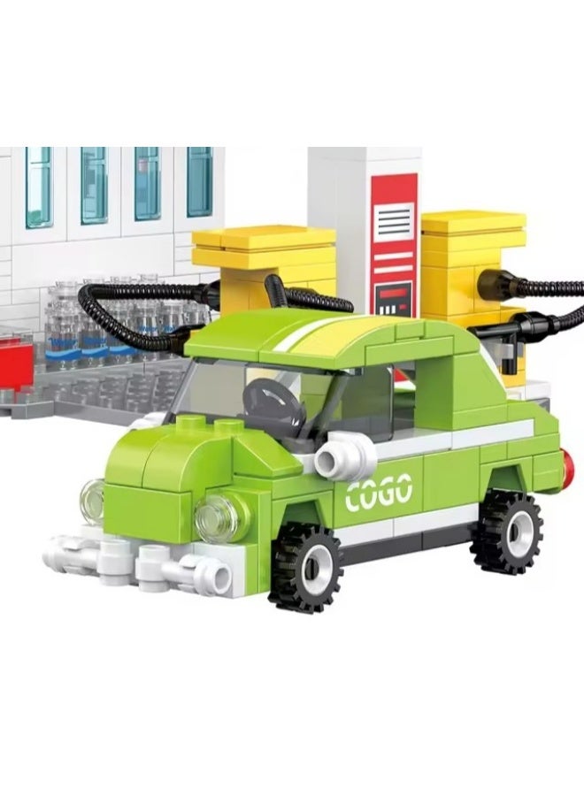 مجموعة محطة الخدمة، سيارة لعبة بإطار دوار مع ملحقاتها، مجموعة لعب بأجزاء متحركة، مجموعة لعب للأطفال الصغار، وقت لعب تفاعلي للبنائين الصغار - Image 4