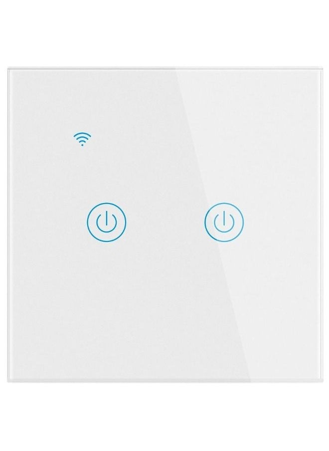 AMYTIS GARDEN Smart Wi-Fi Light Switch Compatible with HomeKit Voice Control Directly by Siri Alexa Google Assistant 2 Gang White  - Image 1