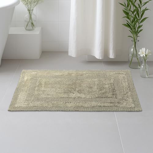 Earthy Fables Premium 100% Cotton Reversible Bath Mat for Home, Ultra Soft, Quick Dry, High Water Absorbent Bathroom Floor Mat, Machine Washable Bath Rug for Kitchen, 80x50 cm (Green) - Image 1