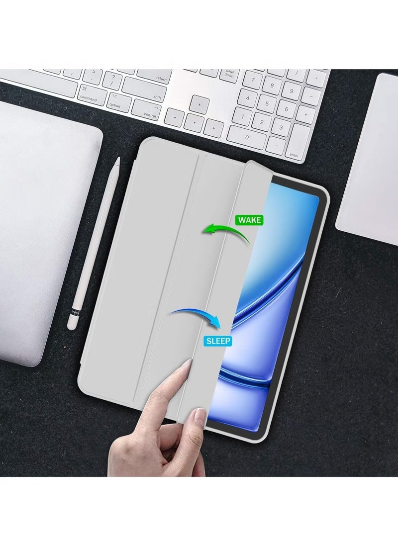 JAJEEK iPad Air 13 Inch M2 2024 Case – Smart Case with Pencil Holder, Supports Pencil Pro & Pencil (USB-C), Touch ID & Auto Wake/Sleep, Silver Gray - Image 3