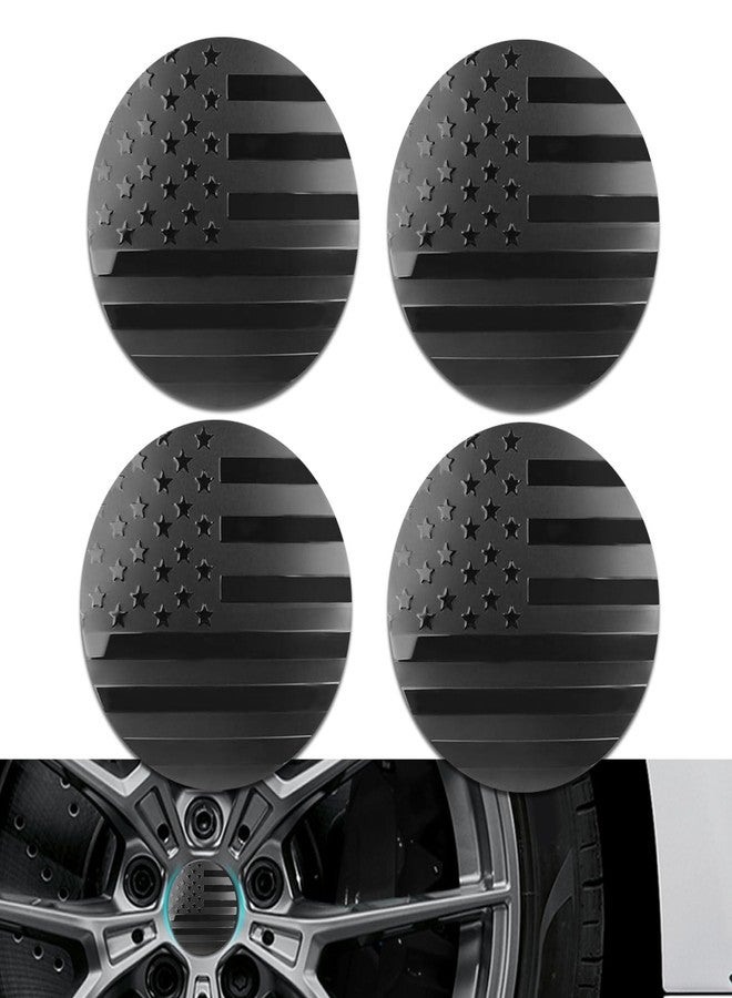 HEVLE 4PCS American Flag Wheel Center Caps, Center Caps for Rims, Car Wheel Center Rims Stickers Decals, Automotive Exterior Accessories Waterproof & Rustproof Wheel Hub Cap for Car (Black) - Image 1