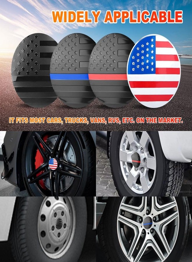 HEVLE 4PCS American Flag Wheel Center Caps, Center Caps for Rims, Car Wheel Center Rims Stickers Decals, Automotive Exterior Accessories Waterproof & Rustproof Wheel Hub Cap for Car (Black) - Image 4