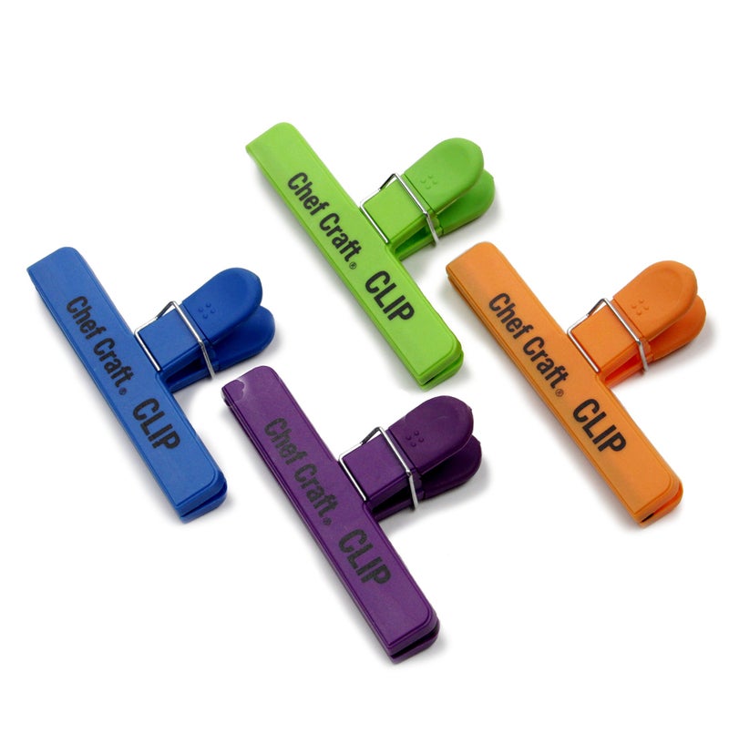 Chef Craft Chef Craft Vibrant Plastic 4 Piece Large Bag Clip Set 4Pack GreenBlueOrangePurple