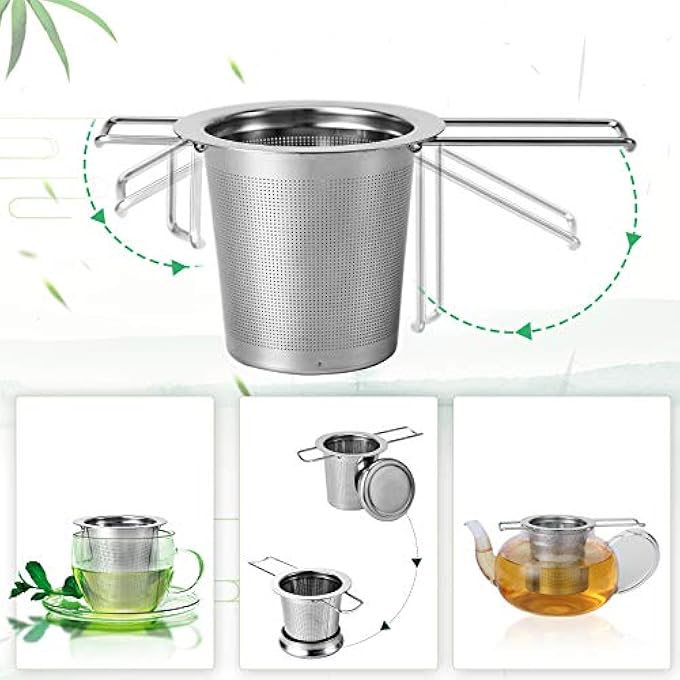 HAUSPROFI Tea Infuser 304 Stainless Steel Tea Strainer With Lid And Foldable Handle Tea Filter For Teapots Cups Mugs To Brewing Steeping Loose Leaf 2 Pack - Image 3