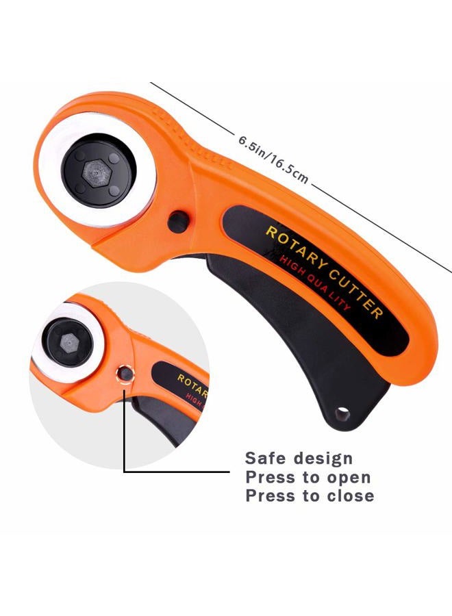 ZMAAGG 45mm Rotary Cutter for Fabric with Safety Lock, Included Extra 10 Pack 45mm Replacement Blades, Ergonomic Rotary Cutter Tool for Quilting Sewing Arts Crafts, Sharp and Durable - Image 3