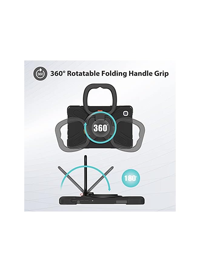 Procases Galaxy Tab A7 Lite 8.7” 2021 Rugged Case (Model Sm-T220/ T225/ T227), Heavy Duty Shockproof Case With Hand Strap Rotating Kickstand Protective Cover Case –Black - Image 4