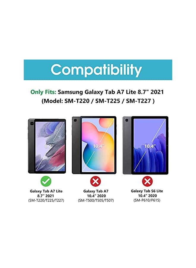 Procases Galaxy Tab A7 Lite 8.7” 2021 Rugged Case (Model Sm-T220/ T225/ T227), Heavy Duty Shockproof Case With Hand Strap Rotating Kickstand Protective Cover Case –Black - Image 2