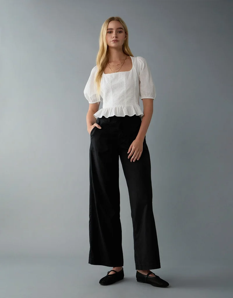 American Eagle AE Dreamy Drape Stretch Super High-Waisted Baggy Wide-Leg Pant