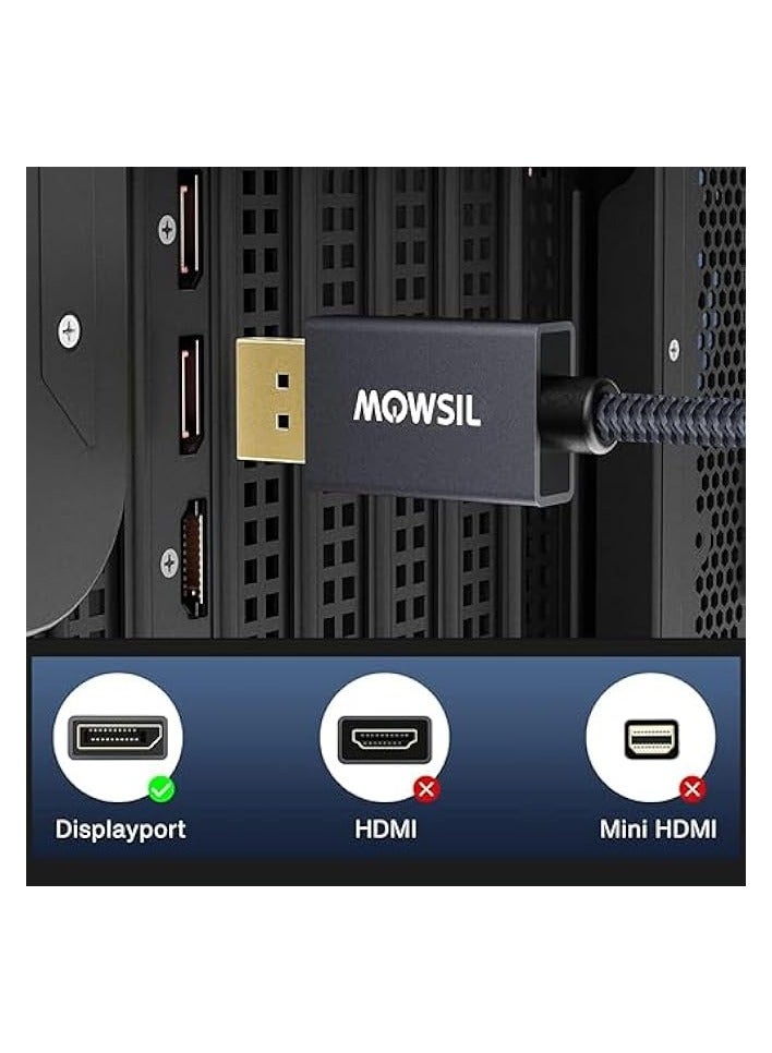 موسل كابل Mowsil DisplayPort بطول 1 متر، كابل DP 1.2، كابل منفذ عرض عالي السرعة مطلي بالذهب لشاشة الألعاب، بطاقة الرسومات، التلفزيون، الكمبيوتر الشخصي، الكمبيوتر المحمول - Image 2