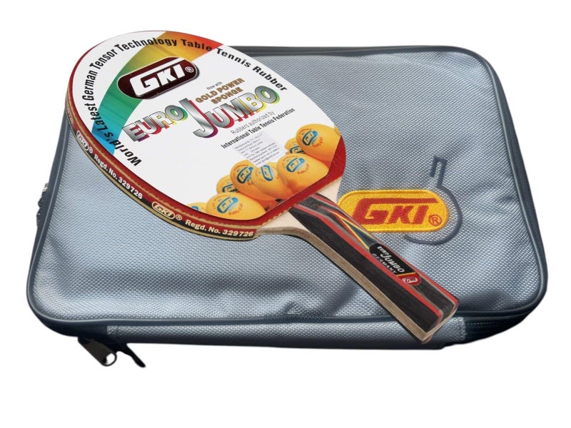 GKI Euro Jumbo Wood Table Tennis Racquet with Double Zip tatron Bag - Image 3