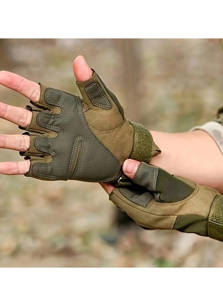 SportQ SPORTQ®️ Men's Motorcycle Gloves, Size L, Anti-Slip, Windproof Fingerless Gloves for Outdoor Use to Protect Fingers  - Image 5