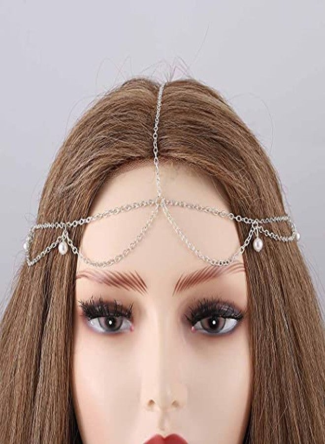 Cerun 1 Pcs PremiumIndian Head Chain Pearl Wedding Hair Jewelry Tassel Headpiece Festival Forehead Chains for Women - Image 2