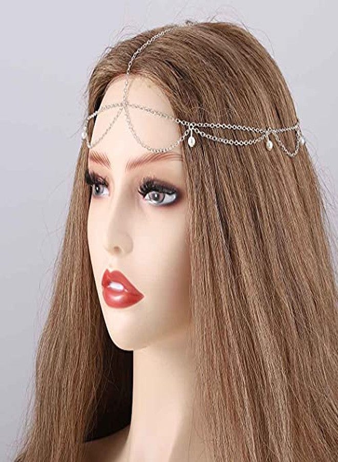 Cerun 1 Pcs PremiumIndian Head Chain Pearl Wedding Hair Jewelry Tassel Headpiece Festival Forehead Chains for Women - Image 1