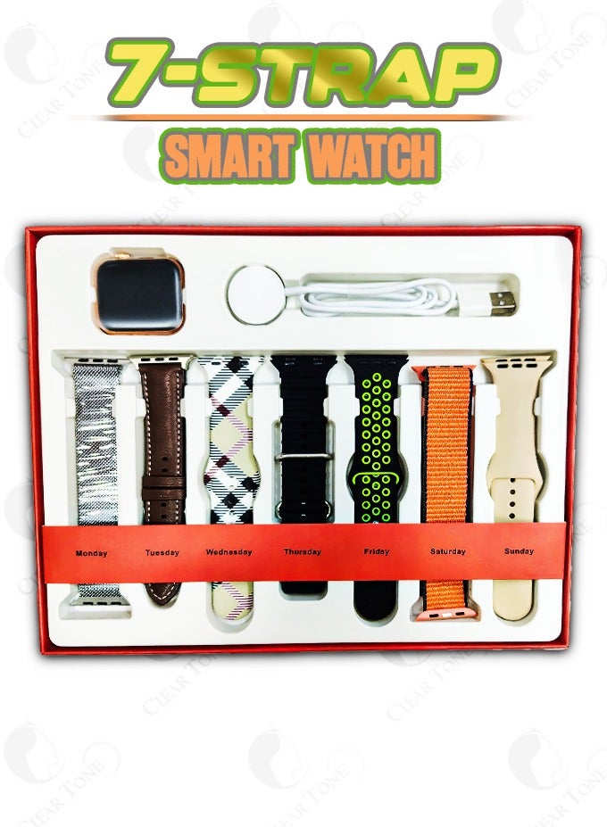 ATOUCH HL7 Max Smartwatch | 7 Interchangeable Straps (1 Stainless Steel, 6 Rubber) | Monitor your fitness, Health & Get Notifications Effortlessly| Crisp Glossy Touch Display | Long Battery | Splash-Resistant - Image 1