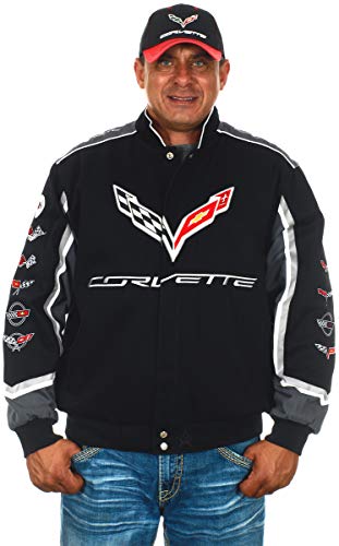 JH DESIGN GROUP Men's Chevy Corvette Embroidered Cotton Twill Jacket (Medium, CLG7-Black) - Image 1