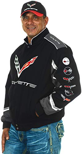 JH DESIGN GROUP Men's Chevy Corvette Embroidered Cotton Twill Jacket (Medium, CLG7-Black) - Image 3