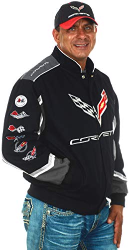 JH DESIGN GROUP Men's Chevy Corvette Embroidered Cotton Twill Jacket (Medium, CLG7-Black) - Image 2