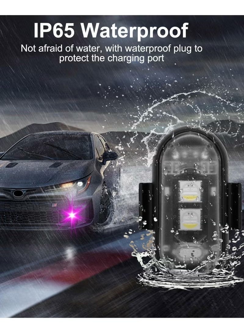 4PCS Wireless LED Strobe Lights with Remote Control, 8 Colors USB Charing Waterproof Anti-Collision Led Emergency Warning Lights for Car Motorcycle Drone Aircraft Bike - Image 4
