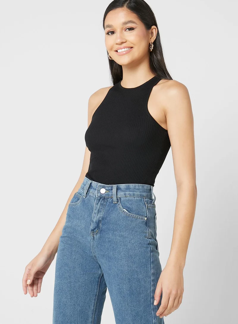 boohoo Ribbed Knitted Top