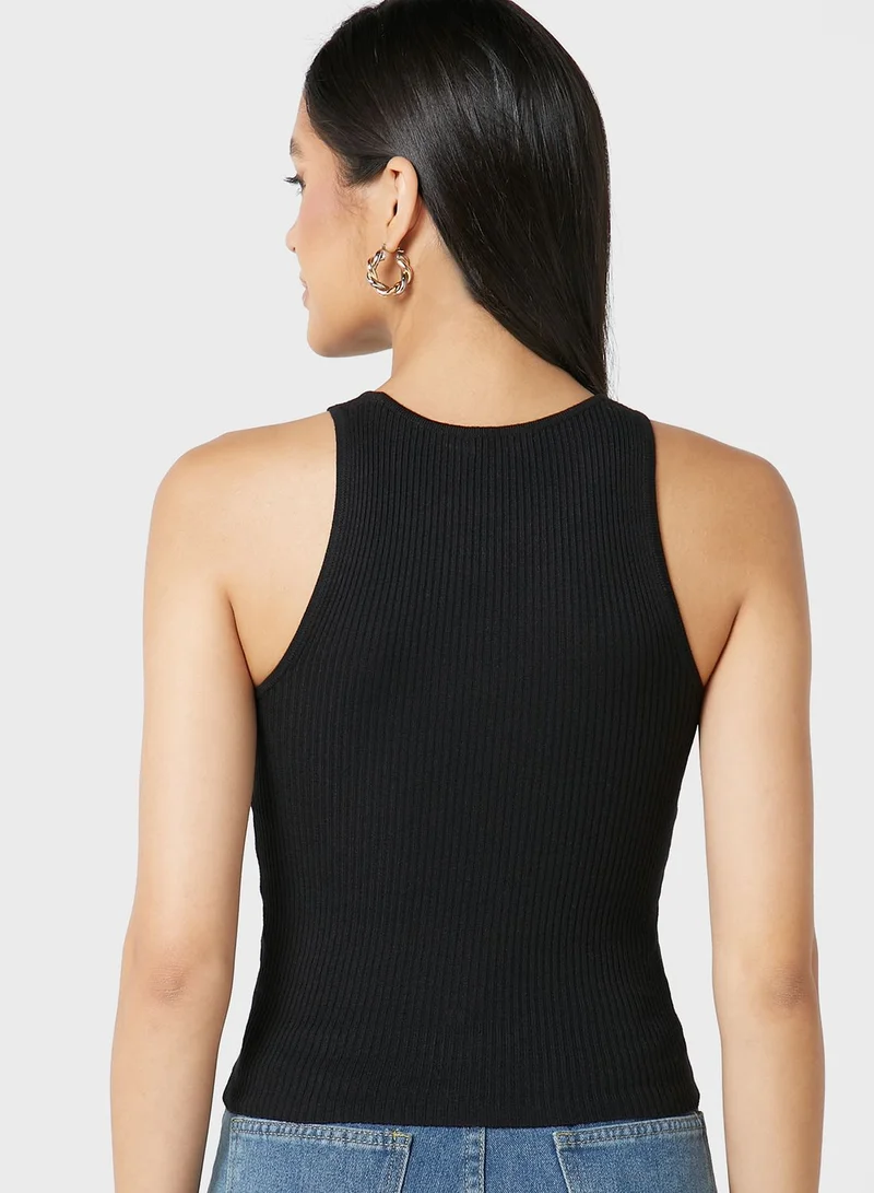 boohoo Ribbed Knitted Top