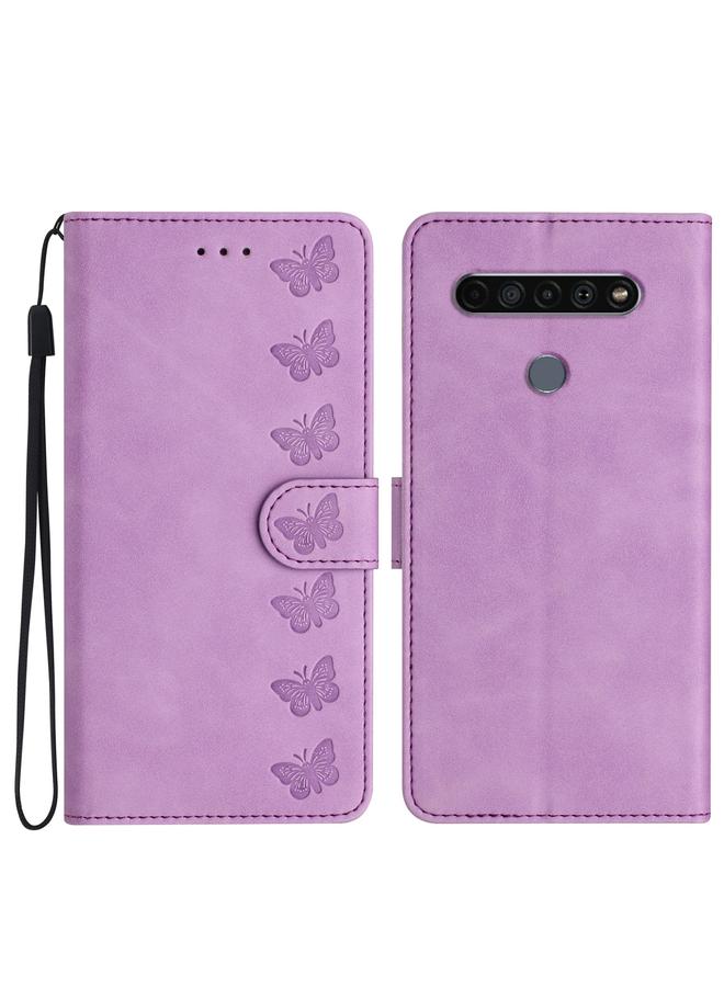S-TOP Case For LG K61 Seven Butterflies Embossed Leather Phone Case - Image 1