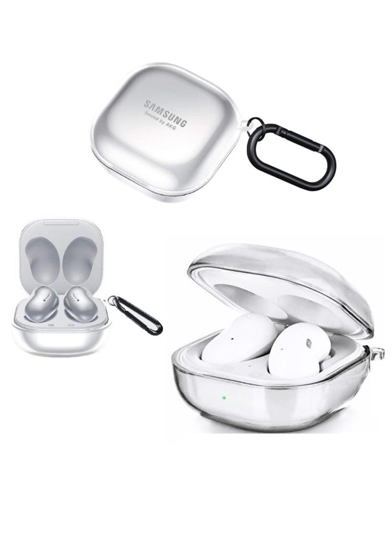CATANES Crystal Clear Protective Case for Samsung Galaxy Buds Live (2020), Galaxy Buds 2 (2021), Galaxy Buds Pro (2021) Shockproof Ultra Slim Transparent Skin with Keychain Carabiner Clear  - Image 4