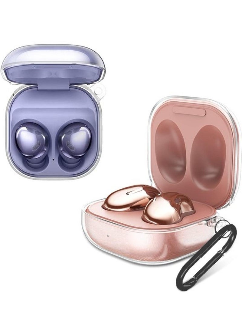 CATANES Crystal Clear Protective Case for Samsung Galaxy Buds Live (2020), Galaxy Buds 2 (2021), Galaxy Buds Pro (2021) Shockproof Ultra Slim Transparent Skin with Keychain Carabiner Clear  - Image 5