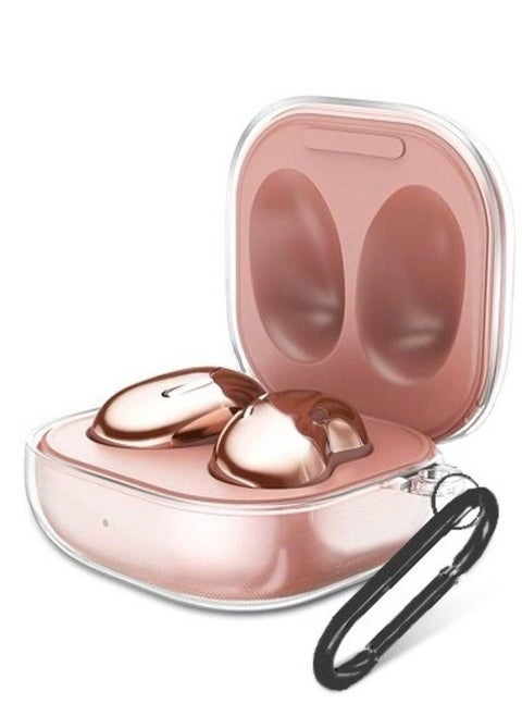 Crystal Clear Protective Case for Samsung Galaxy Buds Live (2020), Galaxy Buds 2 (2021), Galaxy Buds Pro (2021) Shockproof Ultra Slim Transparent Skin with Keychain Carabiner Clear