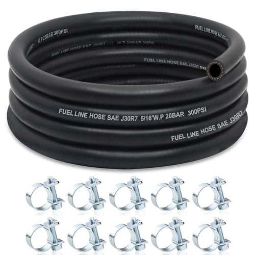 ZONBANG 516 Fuel Line NBR Rubber 516 Fuel Hose Nylon Braided with Hose Clamps Fuel Line Hose for Automotive Vehicles10FT - Image 1