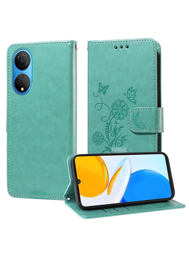 اس-توب جراب جلدي لهاتف Honor X7 4G / Huawei Enjoy 30 Plus مزين بنقشة زهور الفراشة - Image 1