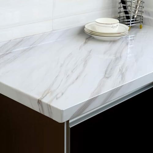 RedChimes Self-Adhesive Wallpaper Waterproof Old Furniture Vinyl Stickers Wooden Door Wardrobe Desktop PVC Wall Papers 30 X 304 CM- (White Marble) - Image 3
