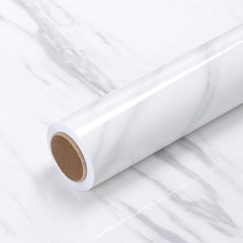 RedChimes Self-Adhesive Wallpaper Waterproof Old Furniture Vinyl Stickers Wooden Door Wardrobe Desktop PVC Wall Papers 30 X 304 CM- (White Marble) - Image 2