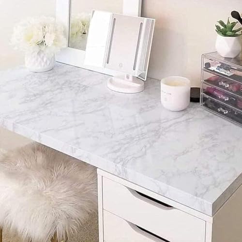 RedChimes Self-Adhesive Wallpaper Waterproof Old Furniture Vinyl Stickers Wooden Door Wardrobe Desktop PVC Wall Papers 30 X 304 CM- (White Marble) - Image 4