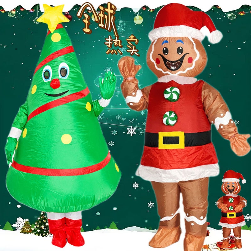 New Christmas Inflatable Suit Santa Carnival Holiday Party Cosplay Snowman Gingerbread Man Inflatable Suit - Image 2
