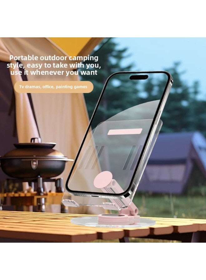 Creative Acrylic Phablet Stand 360 Degree Rotating Desktop Lazy Multifunctional Stand Foldable-Color:Light Lotus Root Powder - Image 3