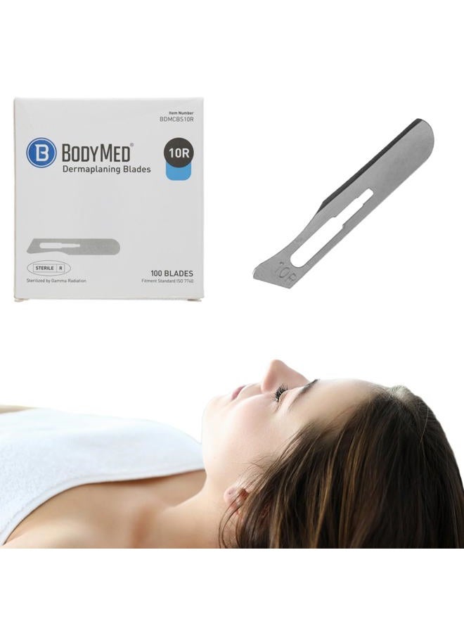 BodyMed شفرات ديرما بلانينغ #10 من الفولاذ الكربوني، 100 قطعة - معقمة للاستخدام الجراحي، العناية بالبشرة، إزالة الشعر، وإجراءات طب الأقدام - شفرة تفاصيل صغيرة للاختصاصيين - Image 1