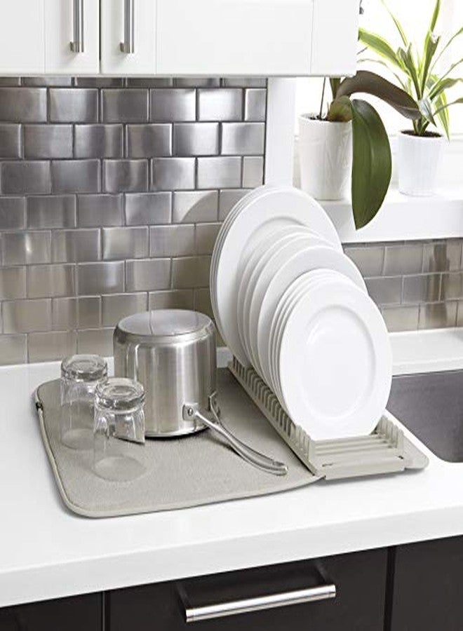 امبرا رف تجفيف الأطباق Umbra UDRY مع حصيرة تجفيف الأطباق المصنوعة من الألياف الدقيقة - تصميم خفيف الوزن موفر للمساحة وقابل للطي لسهولة التخزين، كبير، رمادي فاتح - Image 3