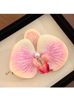 Iris Orchid Pearl Handmade Flower Hair Clip Yellow pink-phalaenopsis Pearl hairpin