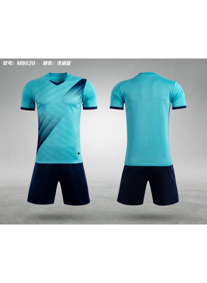 8620 Shallow Lake Blue Short Sleeve Football Jersey - Image 1