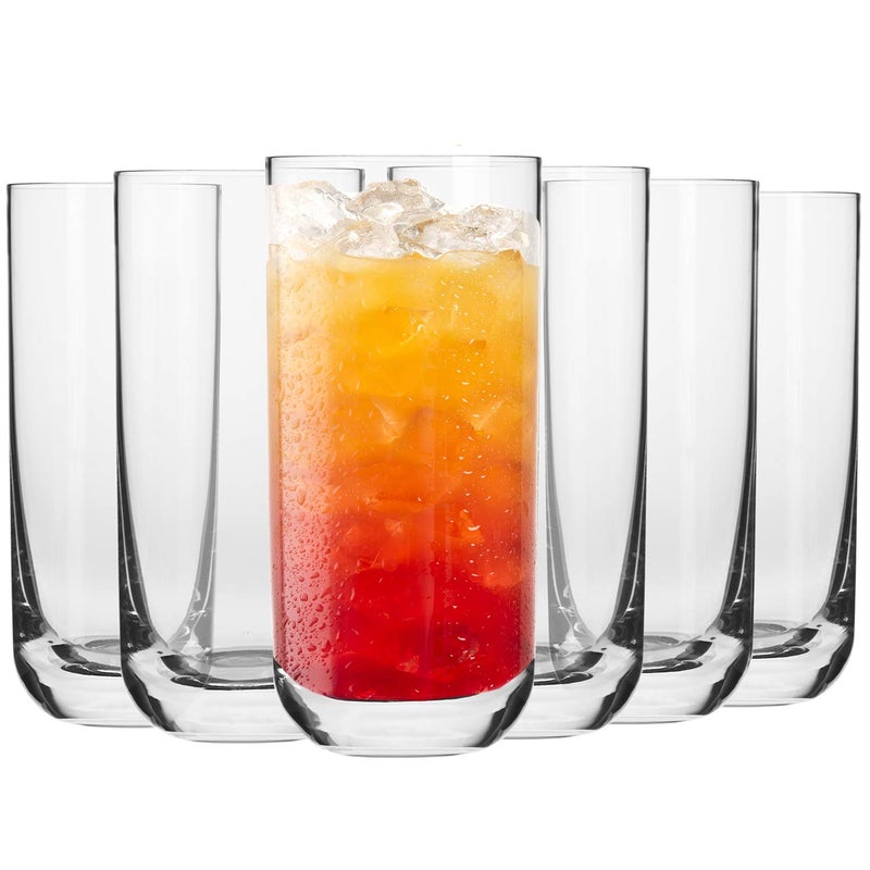 Krosno Long Tall Water Juice Mojito Drinking Glasses Set of 6 Highball Glasses 121 oz Glamour Collection LeadFree Crystal Glass Drinking Glasses Water Glasses Made in Europe