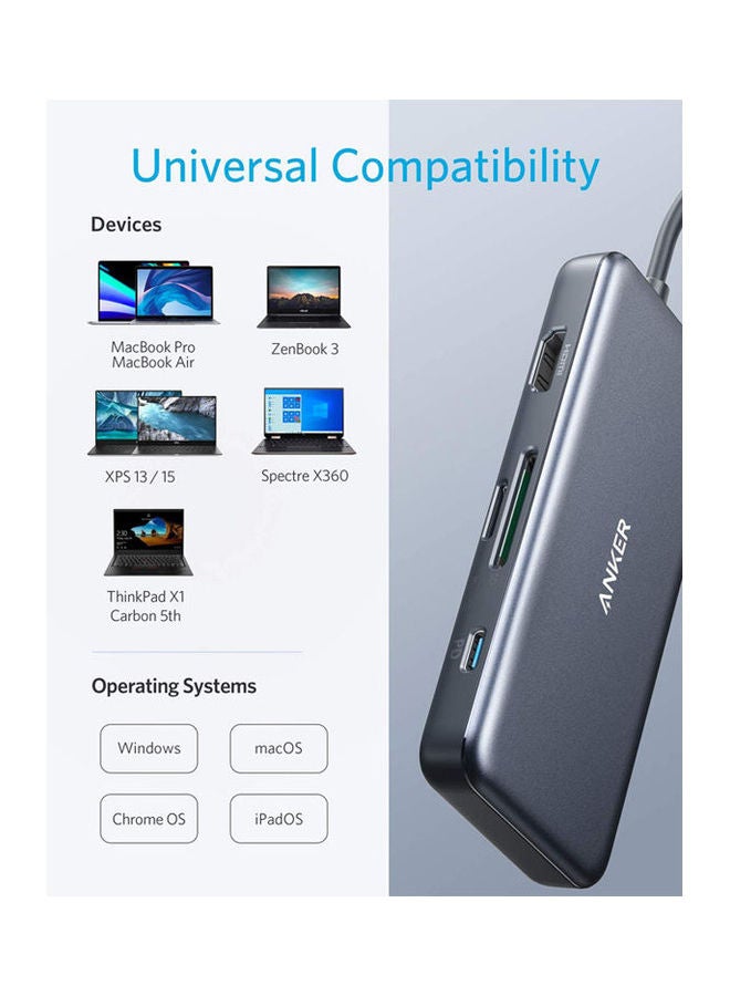 Anker USB C Hub, 341 USB-C Hub (7-in-1) with 4K HDMI, 100W Power Delivery, USB-C and 2 USB-A 5 Gbps Data Ports, microSD and SD Card Reader, for MacBook Air, MacBook Pro, XPS, and More - Image 3