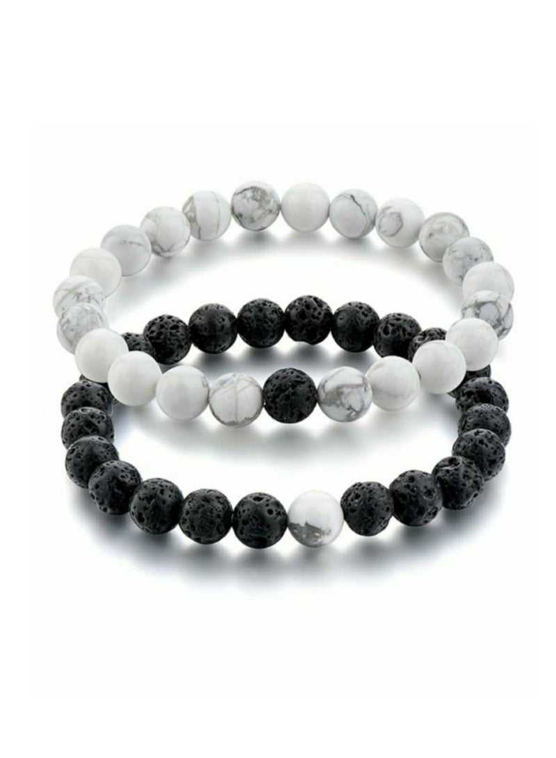 RA accessories Unisex Bracelet Of Off-White Turquoise & Black Lava - Image 1