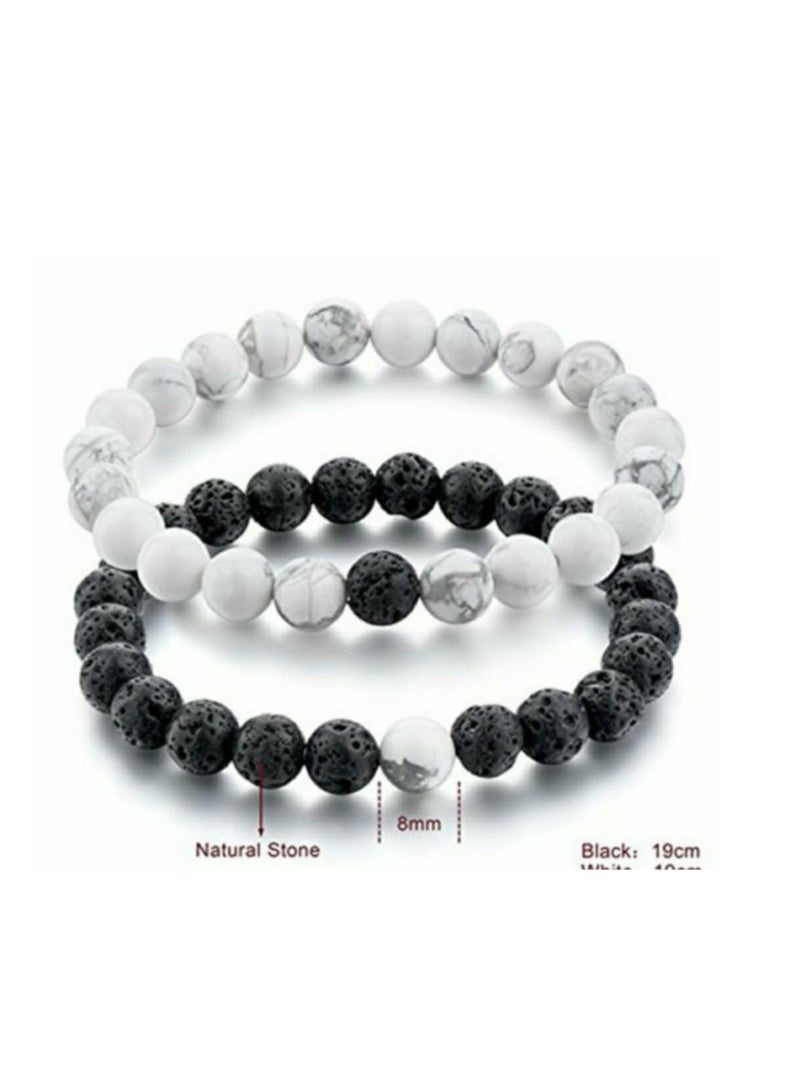 RA accessories Unisex Bracelet Of Off-White Turquoise & Black Lava - Image 2