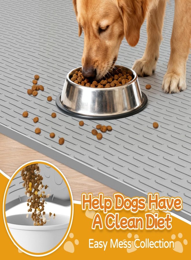Lanstics Dog Food Mat, 50" x 35" Large Silicone Mat Dog Feeding Mat with Raised Edge Non-Slip Pet Feeding Mat for Food and Water Bowl, Easy to Clean, Floor Protection (Gray) - Image 5